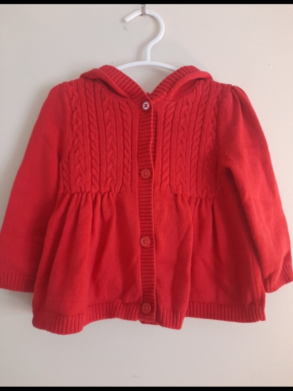Gymboree Red Hooded Cable Cardigan Sweater